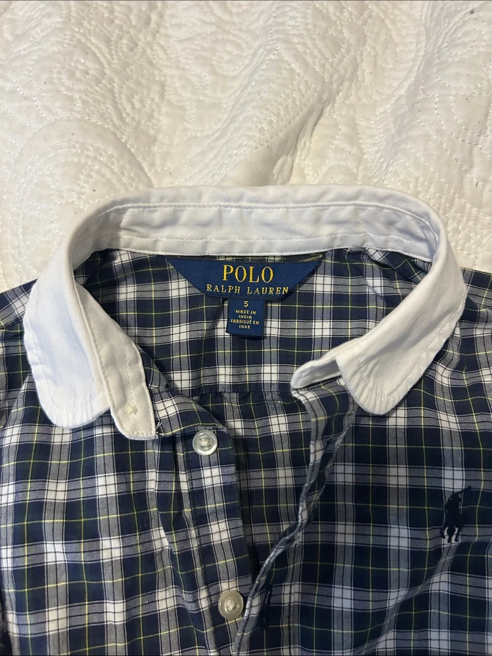 Polo by Ralph Lauren Navy & White Plaid Peter Pan Collar Dress